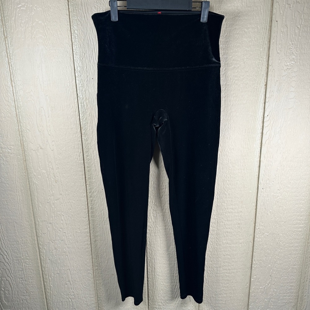 Spanx Velvet Leggings Womens Sz 1X Black High Rise Slimming 2070P Plush Stretch